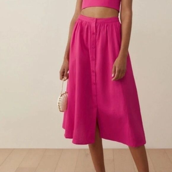 NWOT Reformation Orzo Pink Linen Skirt size 0 - Picture 1 of 6